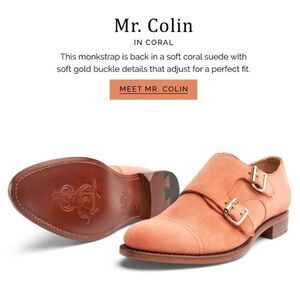 The Office Of Angela Scott Mr. Colin Soft Coral Suede Monkstrap Shoe W 38/ 8 Rar